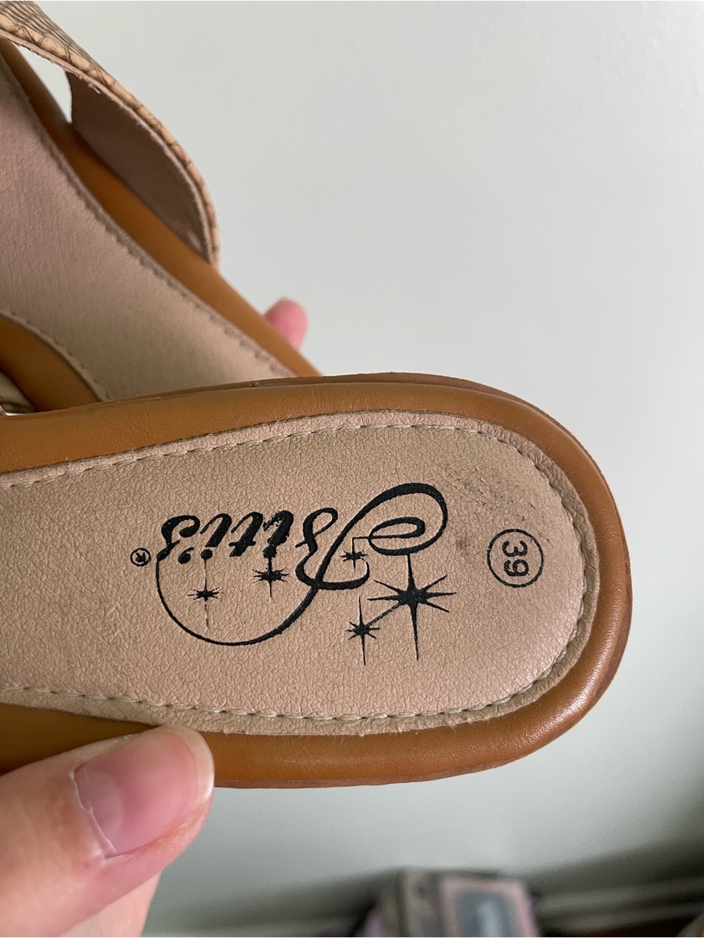 “Woven” look Tan Crossband Slide Mules Heel Sandals - Picture 5 of 8